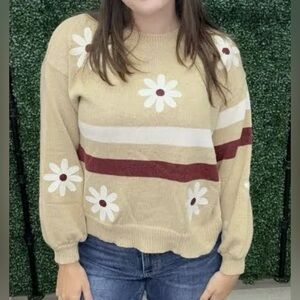 🌼 NWT POL “Woodstock Daisy” Sweater – Size Small – Soft & Cozy Boho Knit